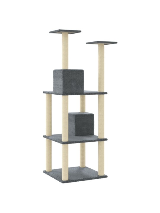 Škrabadlo pro kočky se sisalovými sloupky tmavě šedé 141 cm