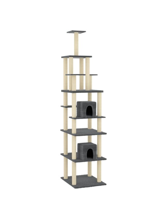 Škrabadlo pro kočky se sisalovými sloupky tmavě šedé 216 cm