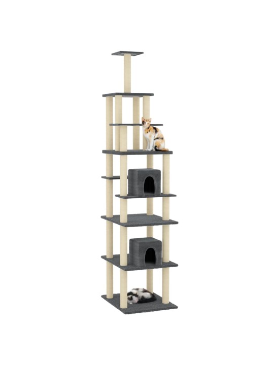 Škrabadlo pro kočky se sisalovými sloupky tmavě šedé 216 cm