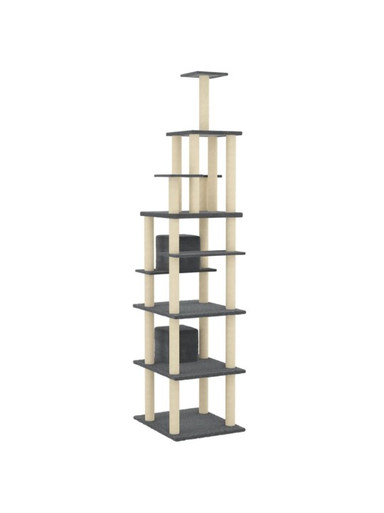 Škrabadlo pro kočky se sisalovými sloupky tmavě šedé 216 cm