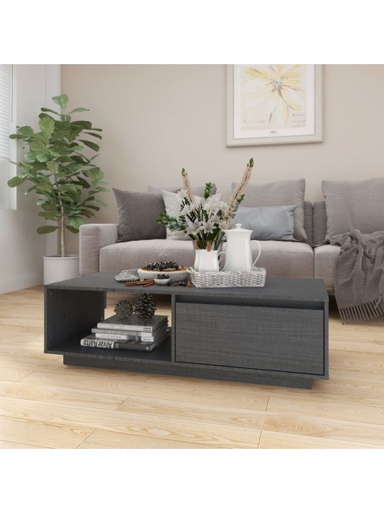 Konferenční stolek šedý 110 x 50 x 33,5 cm masivní borovice