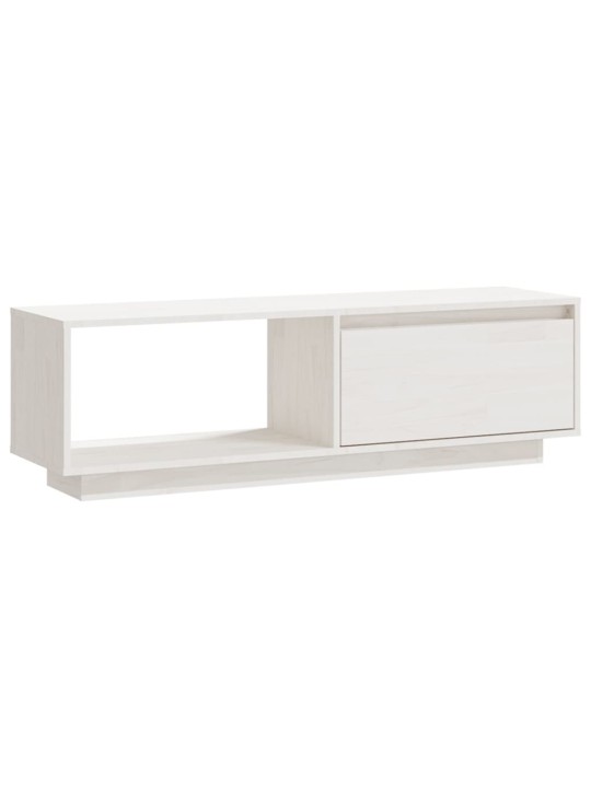 TV stolek bílý 110 x 30 x 33,5 cm masivní borové dřevo