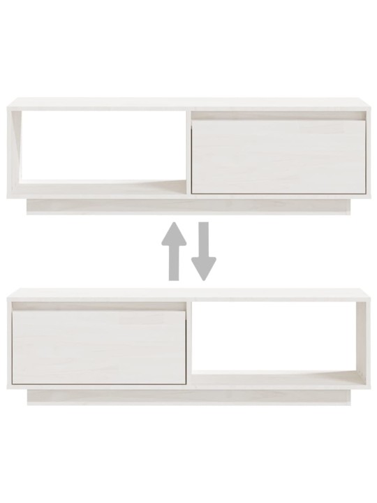 TV stolek bílý 110 x 30 x 33,5 cm masivní borové dřevo