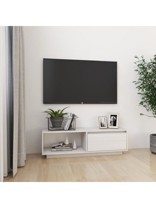TV stolek bílý 110 x 30 x 33,5 cm masivní borové dřevo