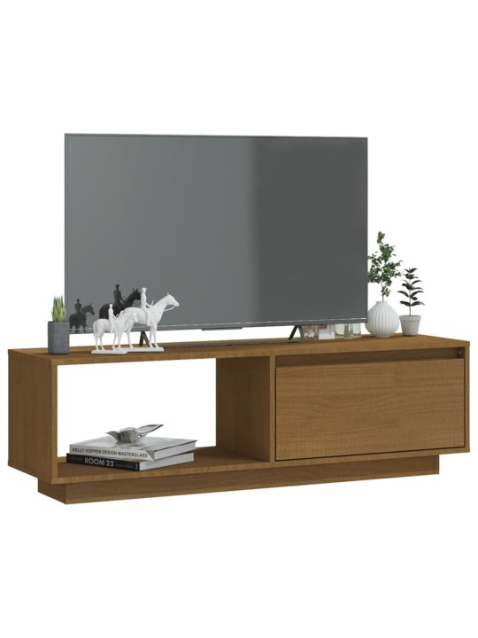 TV stolek medově hnědý 110 x 30 x 33,5 cm masivní borové dřevo