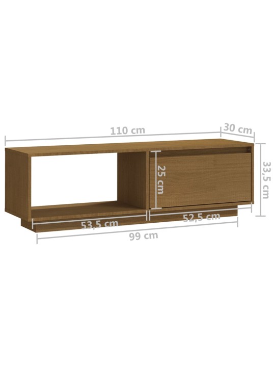 TV stolek medově hnědý 110 x 30 x 33,5 cm masivní borové dřevo