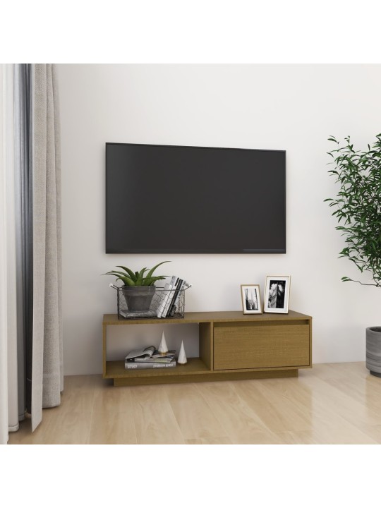 TV stolek medově hnědý 110 x 30 x 33,5 cm masivní borové dřevo