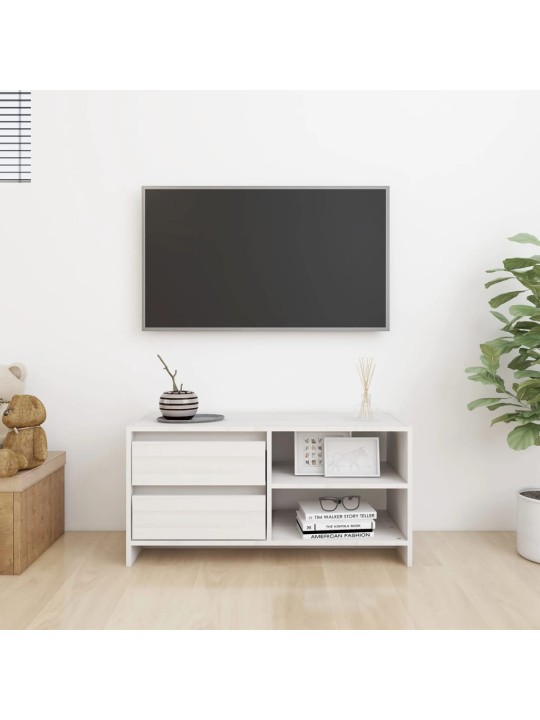 TV stolek bílý 80 x 31 x 39 cm masivní borové dřevo