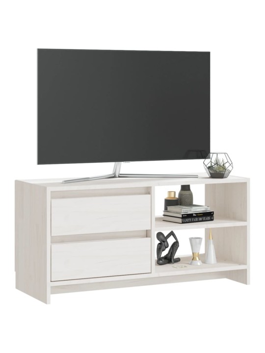 TV stolek bílý 80 x 31 x 39 cm masivní borové dřevo