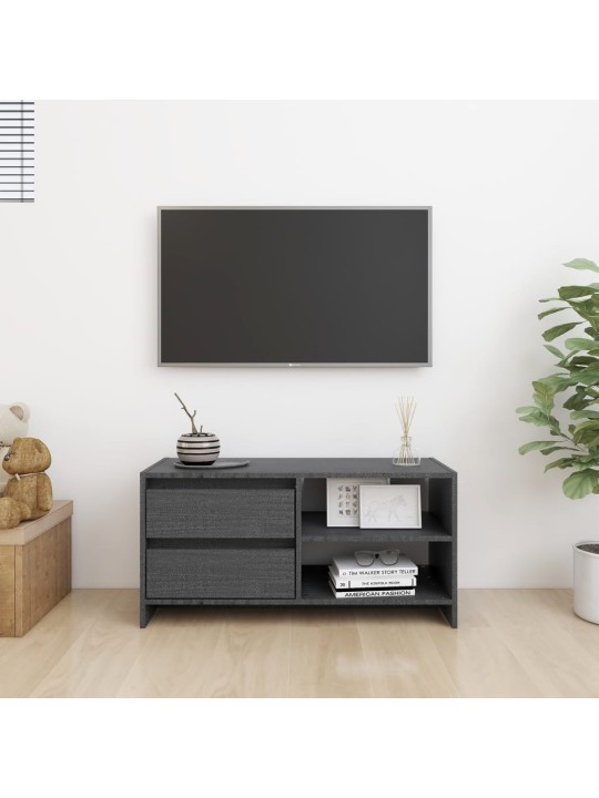 TV stolek šedý 80 x 31 x 39 cm masivní borové dřevo
