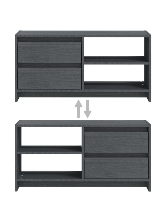 TV stolek šedý 80 x 31 x 39 cm masivní borové dřevo