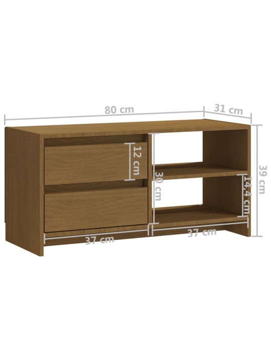 TV stolek medově hnědý 80 x 31 x 39 cm masivní borové dřevo