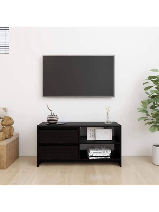 TV stolek černý 80 x 31 x 39 cm masivní borové dřevo