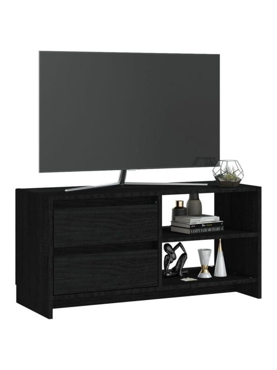 TV stolek černý 80 x 31 x 39 cm masivní borové dřevo