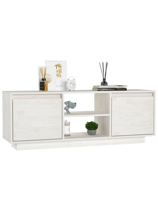 TV stolek bílý 110 x 30 x 40 cm masivní borové dřevo