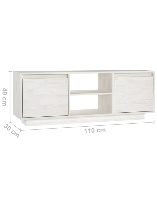 TV stolek bílý 110 x 30 x 40 cm masivní borové dřevo