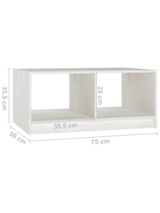 Konferenční stolek bílý 75 x 50 x 33,5 cm masivní borové dřevo