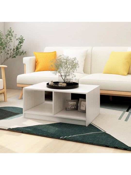 Konferenční stolek bílý 75 x 50 x 33,5 cm masivní borové dřevo