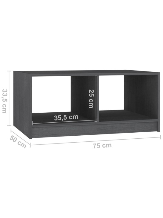 Konferenční stolek šedý 75 x 50 x 33,5 cm masivní borové dřevo