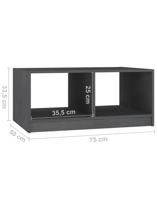Konferenční stolek šedý 75 x 50 x 33,5 cm masivní borové dřevo