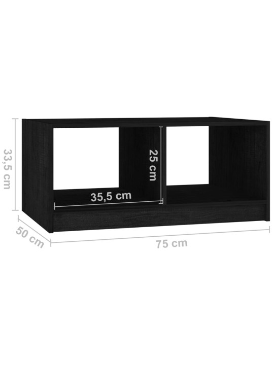 Konferenční stolek černý 75 x 50 x 33,5 cm masivní borové dřevo