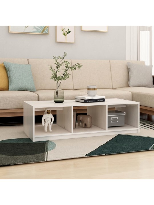 Konferenční stolek bílý 110 x 50 x 34 cm masivní borové dřevo