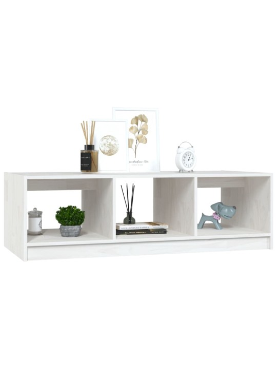 Konferenční stolek bílý 110 x 50 x 34 cm masivní borové dřevo