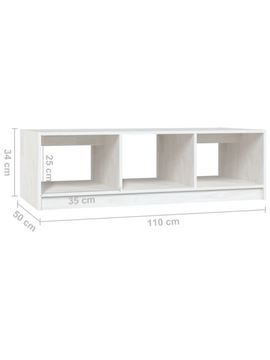 Konferenční stolek bílý 110 x 50 x 34 cm masivní borové dřevo