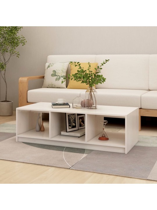 Konferenční stolek bílý 110 x 50 x 34 cm masivní borové dřevo