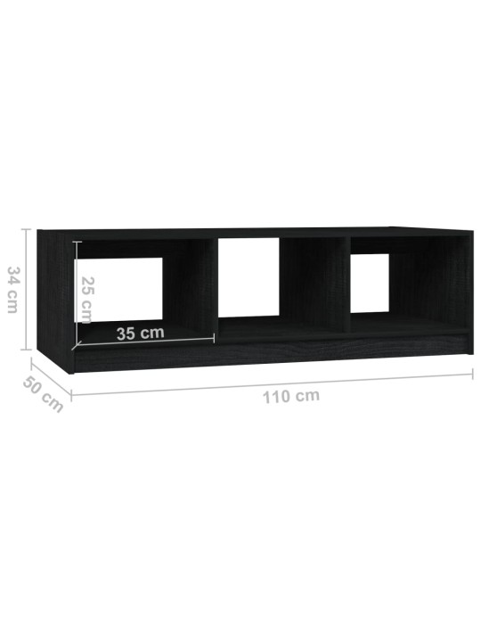 Konferenční stolek černý 110 x 50 x 34 cm masivní borové dřevo