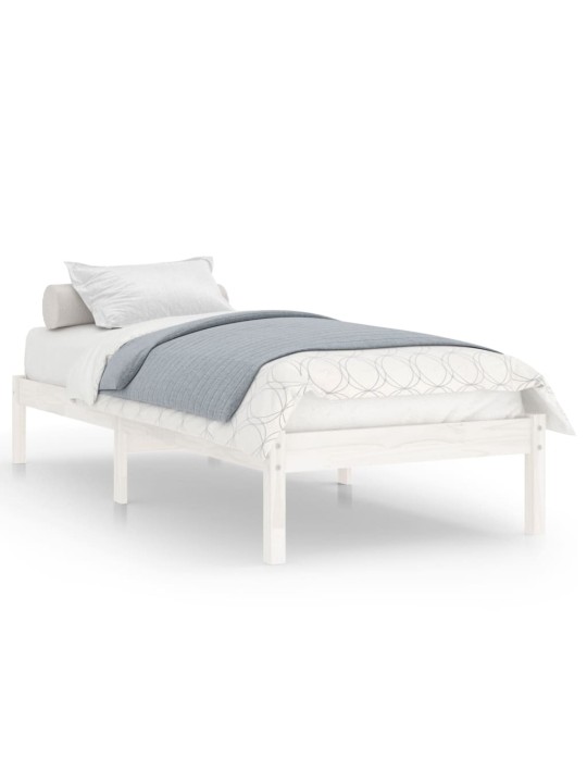 Rám postele bílý masivní dřevo 75 x 190 cm malé jednolůžko