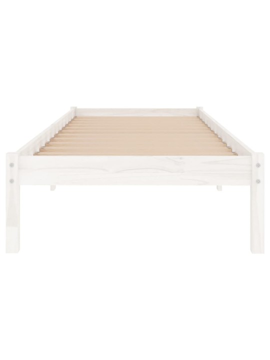 Rám postele bílý masivní dřevo 75 x 190 cm malé jednolůžko