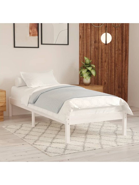 Rám postele bílý masivní dřevo 75 x 190 cm malé jednolůžko