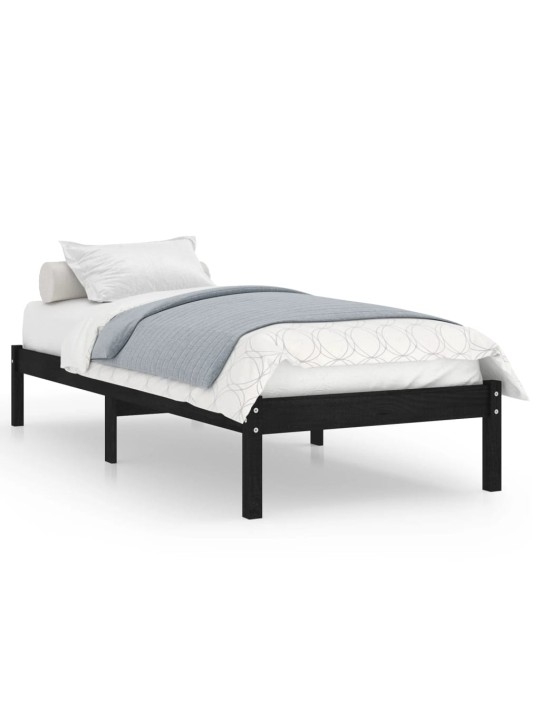 Rám postele černý masivní dřevo 75 x 190 cm malé jednolůžko