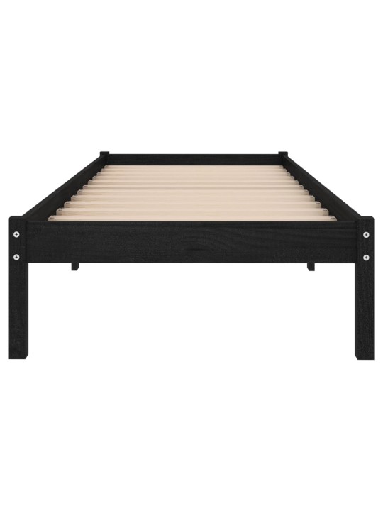 Rám postele černý masivní dřevo 75 x 190 cm malé jednolůžko