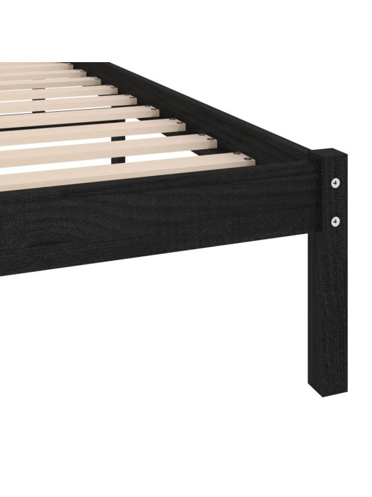 Rám postele černý masivní dřevo 75 x 190 cm malé jednolůžko