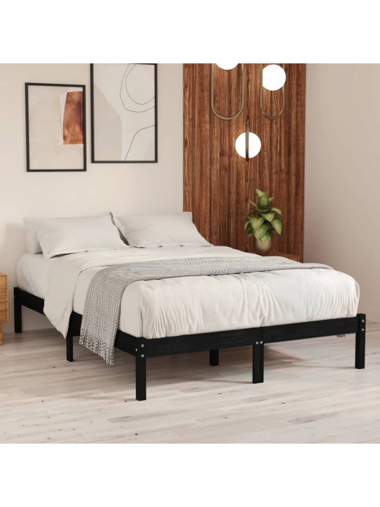 Rám postele černý masivní dřevo 120 x 190 cm malé dvojlůžko