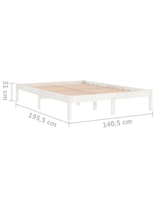 Rám postele bílý masivní dřevo 135 x 190 cm dvojlůžko