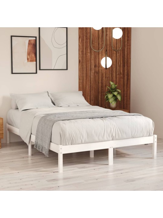 Rám postele bílý masivní dřevo 135 x 190 cm dvojlůžko