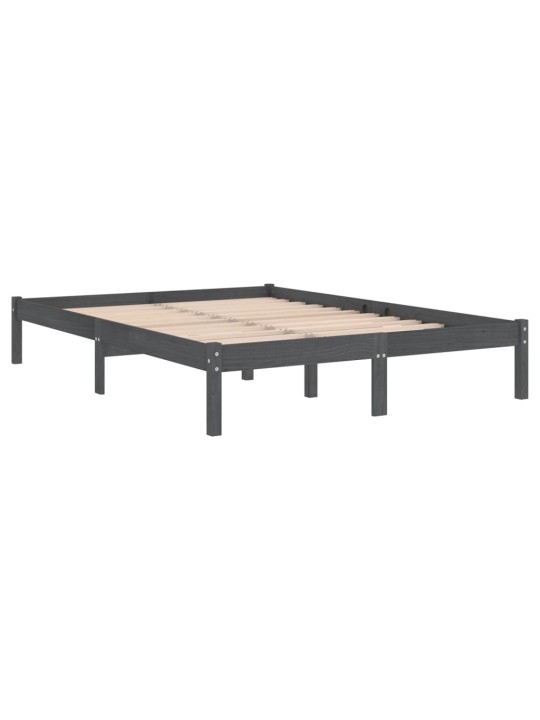 Rám postele šedý masivní dřevo 135 x 190 cm dvojlůžko