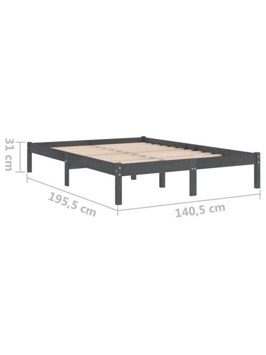 Rám postele šedý masivní dřevo 135 x 190 cm dvojlůžko