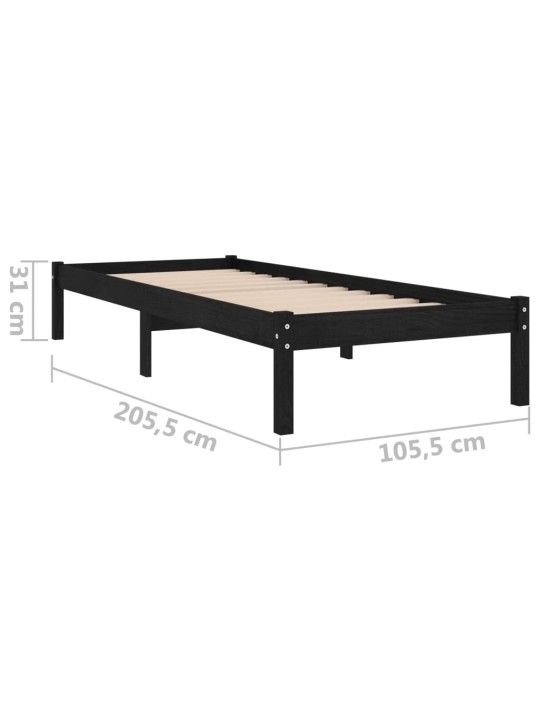 Rám postele černý masivní borovice 100 x 200 cm