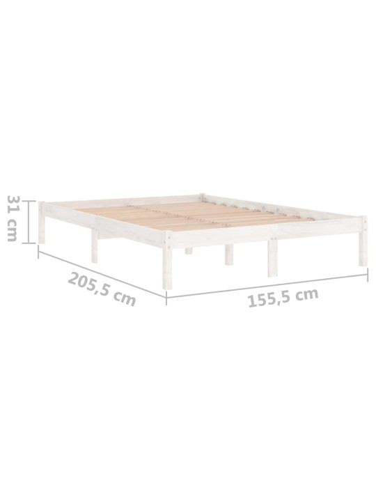 Rám postele bílý masivní dřevo 150 x 200 cm King Size