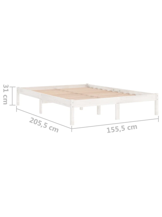 Rám postele bílý masivní dřevo 150 x 200 cm King Size