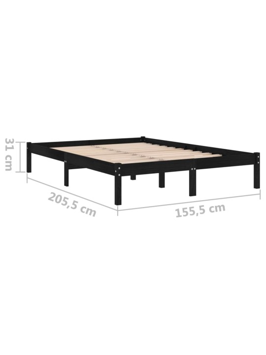Rám postele černý masivní dřevo 150 x 200 cm King Size