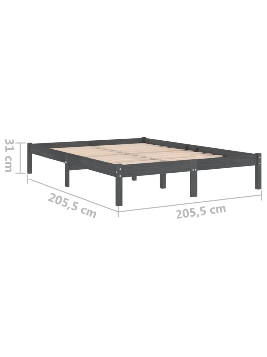 Rám postele šedý masivní borovice 200 x 200 cm