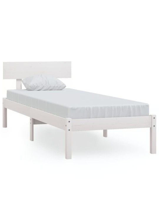 Rám postele bílý masivní dřevo 75 x 190 cm malé jednolůžko