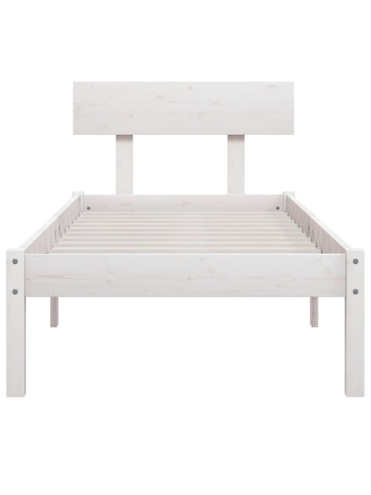 Rám postele bílý masivní dřevo 75 x 190 cm malé jednolůžko