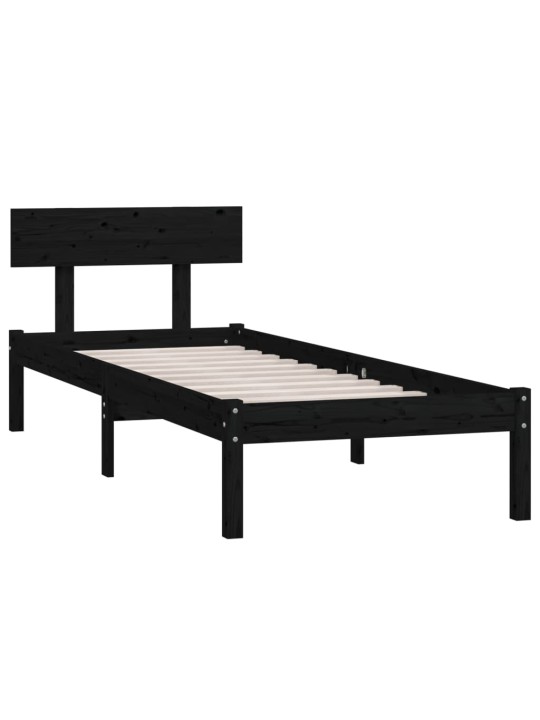 Rám postele černý masivní dřevo 75 x 190 cm malé jednolůžko