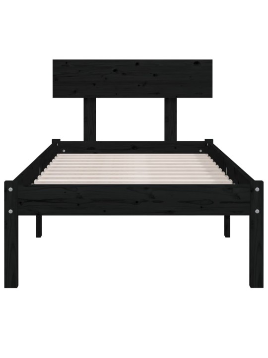 Rám postele černý masivní dřevo 75 x 190 cm malé jednolůžko
